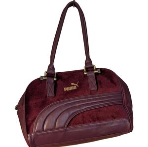 Puma Maroon Velour Grip Bag for Women Medium 9 X 13